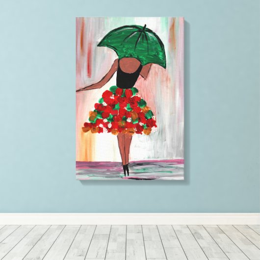 Mädchen mit einem Schirm Leinwanddruck (Insitu (Holzboden))