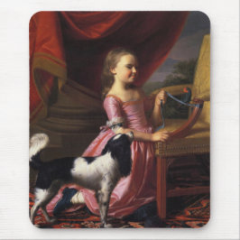 Mädchen mit einem Vogel und einem Hund (John Singl Mousepad