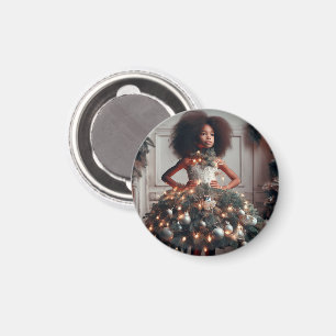 Mädchen mit einem Weihnachtsbaumkleid Magnet