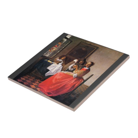 Mädchen mit einem Weinglas durch Johannes Vermeer Fliese (Seite)