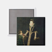 Mädchen mit einem Zwerg, das für ein Portrait geha Magnet (Vorderseite/Rückseite)