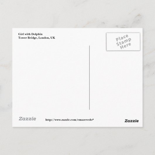 Mädchen mit einer Dolphin- und Tower Bridge-Postka Postkarte (Rückseite)