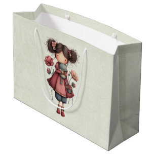 Mädchen mit einer Froschpuppe Niedlich Whimsical Große Geschenktüte
