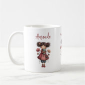 Mädchen mit einer Froschpuppe Niedlich Whimsical Kaffeetasse (Links)