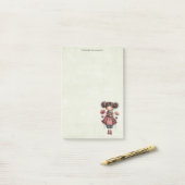 Mädchen mit einer Froschpuppe Niedlich Whimsical Post-it Klebezettel (Auf Schreibtisch)