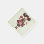 Mädchen mit einer Froschpuppe Niedlich Whimsical Serviette (Ecke)