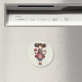 Mädchen mit einer Froschpuppe Süß und Whimsical Magnet (In Situ (Geschirrspüler))