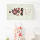 Mädchen mit einer Froschpuppe Süße Whimsical Gebur Banner (Insitu)