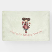 Mädchen mit einer Froschpuppe Süße Whimsical-Gebur Banner (Horizontal)