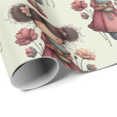 Mädchen mit einer Froschpuppe Süßer, wunderlicher Geschenkpapier (Rolleneckpunkt)