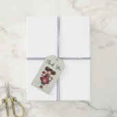 Mädchen mit einer Froschpuppe Süßes Whimsical Dank Geschenkanhänger (Mit Garn)
