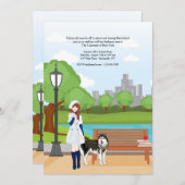 Mädchen mit einer Hundeeinladung Einladung (Vorne/Hinten)