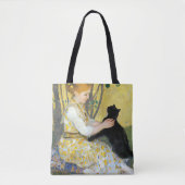 Mädchen mit einer Katze-Tasche Tasche (Vorderseite)