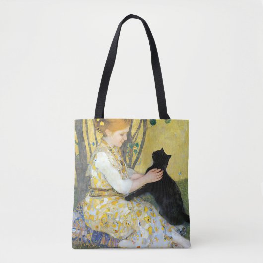 Mädchen mit einer Katze-Tasche Tasche (Vorderseite)