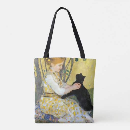 Mädchen mit einer Katze-Tasche Tasche (Rückseite)