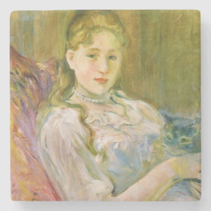 Mädchen mit einer Katze (von Berthe Morisot) Steinuntersetzer
