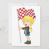 Mädchen mit einer kontrollierten Flagge Einladung (Vorderseite)