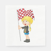Mädchen mit einer kontrollierten Flagge Napkins Serviette (Vorderseite)