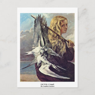 Mädchen mit einer Möwe von Courbet Gustave Postkarte
