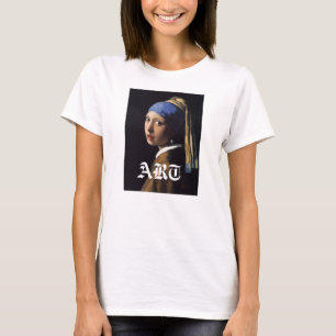Mädchen mit einer Perlen-Ohrring-Malerei T-Shirt