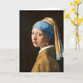 Mädchen mit einer Perlen-Ohrring-Porträt-Malerei Karte (Gelbe Blume)