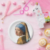 Mädchen mit einer Perlen-Ohrring-Porträt-Malerei Pappteller (Party)