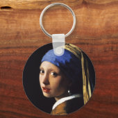 Mädchen mit einer Perlenohrkette Schlüsselanhänger (Vorderseite)