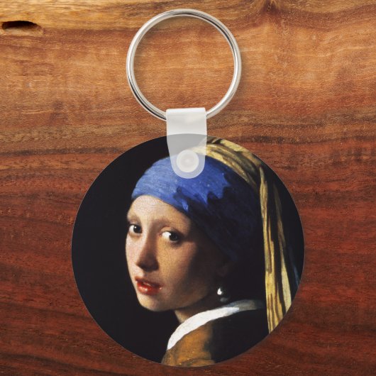 Mädchen mit einer Perlenohrkette Schlüsselanhänger (Vorderseite)