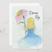 Mädchen mit einer riesigen Blume "Dream Big"-Mitte Dankeskarte (Vorne/Hinten)