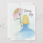 Mädchen mit einer riesigen Blume "Dream Big"-Mitte Dankeskarte (Vorderseite)