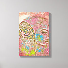 Mädchen mit einer Rose im Haar.Elegante Luxus Kuns Leinwanddruck