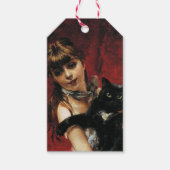 Mädchen mit einer schwarzen Katze in ihren Armen Geschenkanhänger (Vorderseite)