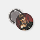 Mädchen mit einer schwarzen Katze in ihren Armen Magnet (Vorderseite/Rückseite)