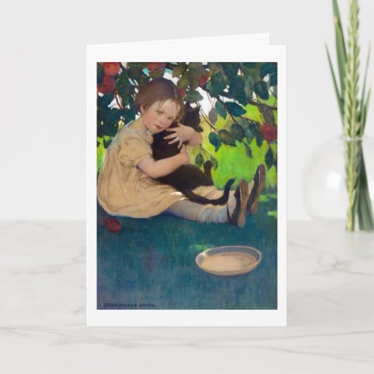 Mädchen mit einer Schwarzen Katze, Jessie Willcox Karte (Vorderseite)