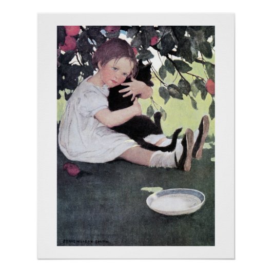 Mädchen mit einer schwarzen Katze, Jessie Willcox Poster (Vorderseite)