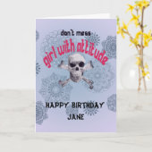 Mädchen mit Einstellung Geburtstagskarte Karte (Gelbe Blume)