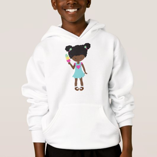 Mädchen mit Eiscreme, Afroamerikanerin, Kleid Hoodie (Vorderseite)