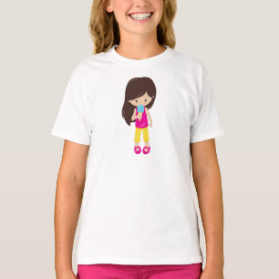 Mädchen mit Eiscreme, Braunhaar, Niedliches Mädche T-Shirt