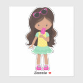 Mädchen mit Eiscreme, Latina Girl, Niedliches Mädc Aufkleber (Blatt)