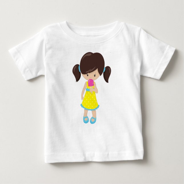 Mädchen mit Eiscreme, Niedliches Mädchen, braune H Baby T-shirt (Vorderseite)