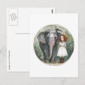 Mädchen mit Elefant und Vogel Postkarte (Vorne/Hinten)
