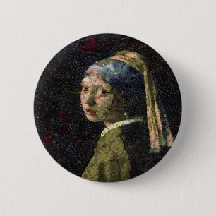 Mädchen mit Erdbeere erwecken Kunstlöffel Button