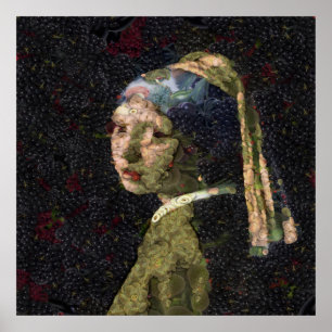 Mädchen mit Erdbeere erwecken Kunstlöffel Poster