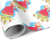 Mädchen mit Erdbeeren und Blume Geschenkpapier (Rolleneckpunkt)