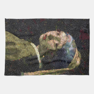 Mädchen mit Erdbeerohrring Fine Art Spoof  Geschirrtuch