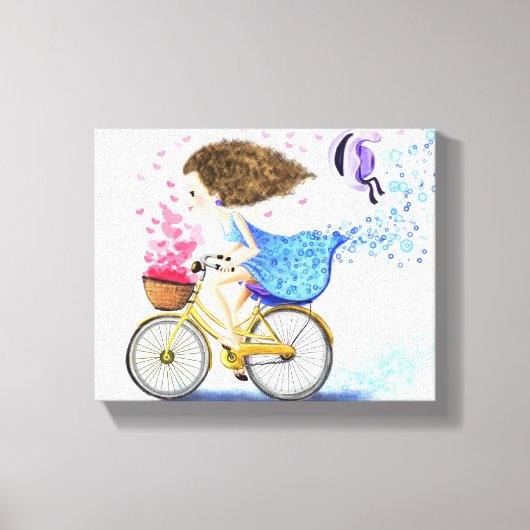 Mädchen mit Fahrrad Leinwanddruck (Vorderseite)