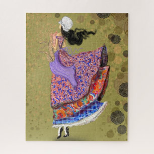 Mädchen mit farbenfrohem Kleid-Puzzle Puzzle