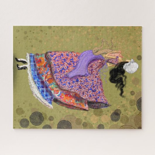 Mädchen mit farbenfrohen Kleiderpuzzle Puzzle (Horizontal)