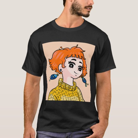 Mädchen mit Fischohrringen T-Shirt (Vorderseite)
