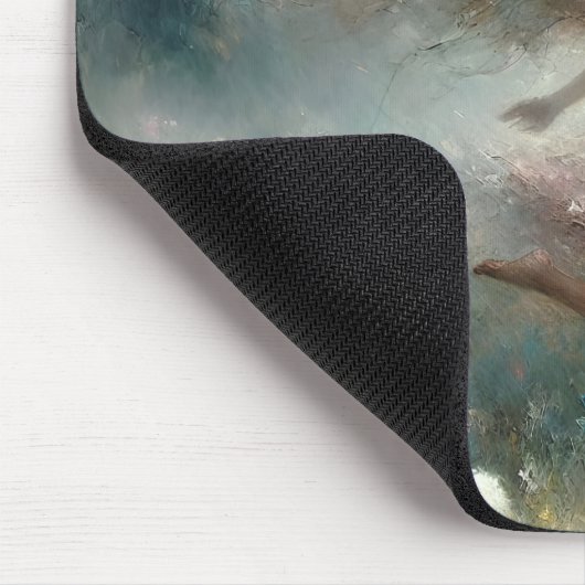 Mädchen mit flaumigem Kronleuchter Mousepad (Ecke)